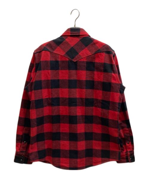 IRON HEART（アイアンハート）IRON HEART (アイアンハート) フランネルウエスタンシャツ ブラック×レッド サイズ:Lの古着・服飾アイテム
