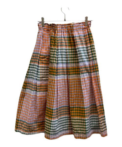 Pal'las Palace（パラスパレス）PAL'LAS PALACE (パラスパレス) チェックスカート オレンジの古着・服飾アイテム