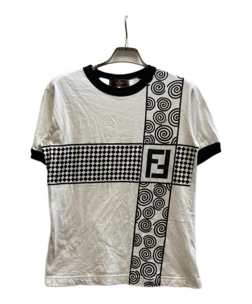 FENDI（フェンディ）FENDI (フェンディ) ヴィンテージプリントリンガーTEE ホワイト サイズ:42の古着・服飾アイテム