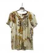 LEONARD FASHIONレオナールファッション）の古着「半袖花柄ブラウス」｜ベージュ