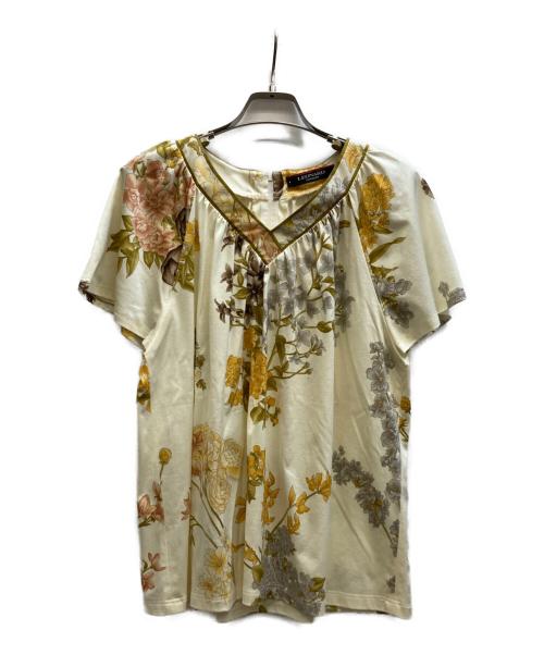 LEONARD FASHION（レオナールファッション）LEONARD FASHION (レオナールファッション) 半袖花柄ブラウス ベージュ サイズ:42の古着・服飾アイテム