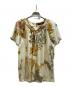 LEONARD FASHION（レオナールファッション）の古着「半袖花柄ブラウス」｜ベージュ