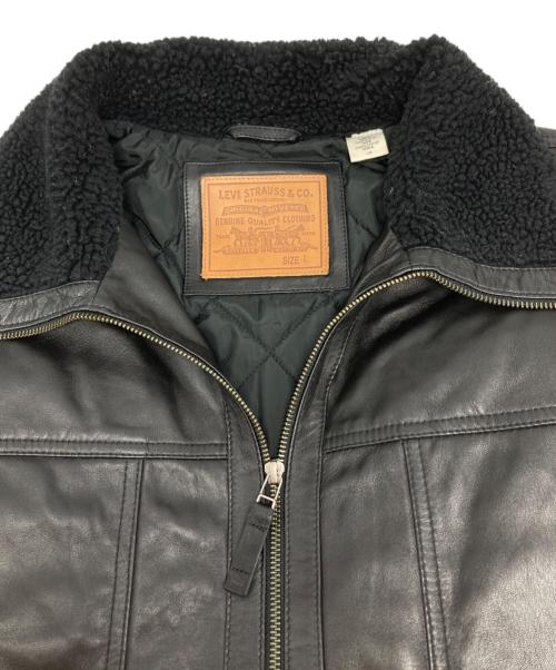LEVI'S（リーバイス）LEVI'S (リーバイス) レザー シェルパジャケット ブラック サイズ:Lの古着・服飾アイテム