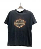 HARLEY-DAVIDSONハーレーダビッドソン）の古着「ファイヤーエンブレムTシャツ」｜グレー