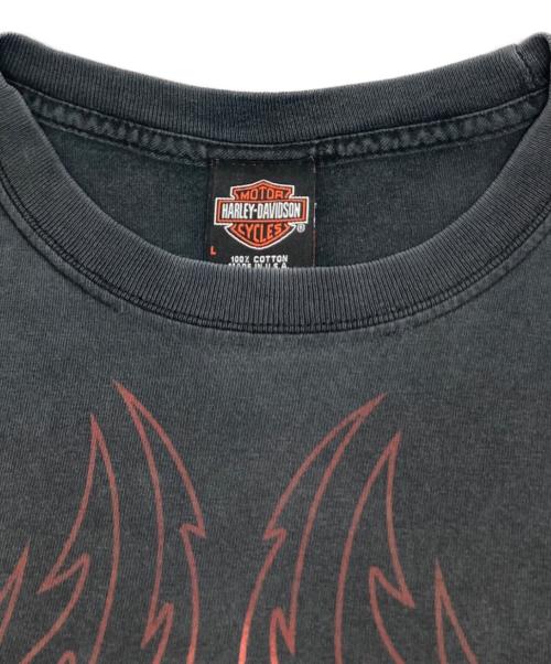 HARLEY-DAVIDSON（ハーレーダビッドソン）HARLEY-DAVIDSON (ハーレーダビッドソン) ファイヤーエンブレムTシャツ グレー サイズ:Lの古着・服飾アイテム
