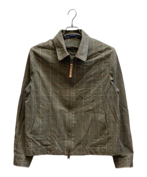 Drumohr（ドルモア）Drumohr (ドルモア) リネンチェックジャケット ブラウン サイズ:52の古着・服飾アイテム