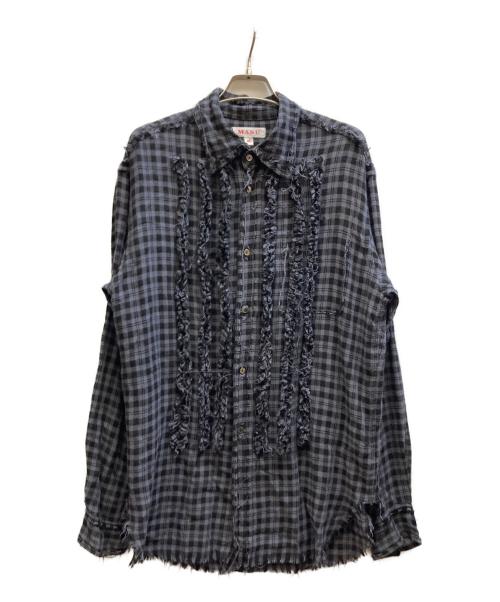masu（エムエーエスユー）masu (エムエーエスユー) GRUNGE PLAID SHIRT/MMSS-SH0123 パープル サイズ:48の古着・服飾アイテム