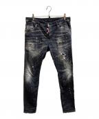 DSQUARED2ディースクエアード）の古着「ダメージ加工 ストレッチ スリム Gパン/S71LB1373 S30503」｜ブラック