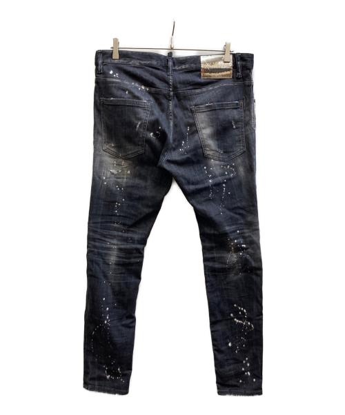 DSQUARED2（ディースクエアード）DSQUARED2 (ディースクエアード) ダメージ加工 ストレッチ スリム Gパン/S71LB1373 S30503 ブラック サイズ:50の古着・服飾アイテム