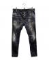 DSQUARED2（ディースクエアード）の古着「ダメージ加工 ストレッチ スリム Gパン/S71LB1373 S30503」｜ブラック