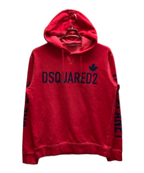 DSQUARED2（ディースクエアード）DSQUARED2 (ディースクエアード) One Life Organic Cotton Fit Hooded Sweatshirt レッド サイズ:Lの古着・服飾アイテム
