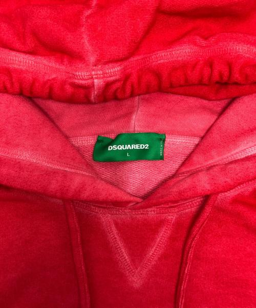 DSQUARED2（ディースクエアード）DSQUARED2 (ディースクエアード) One Life Organic Cotton Fit Hooded Sweatshirt レッド サイズ:Lの古着・服飾アイテム