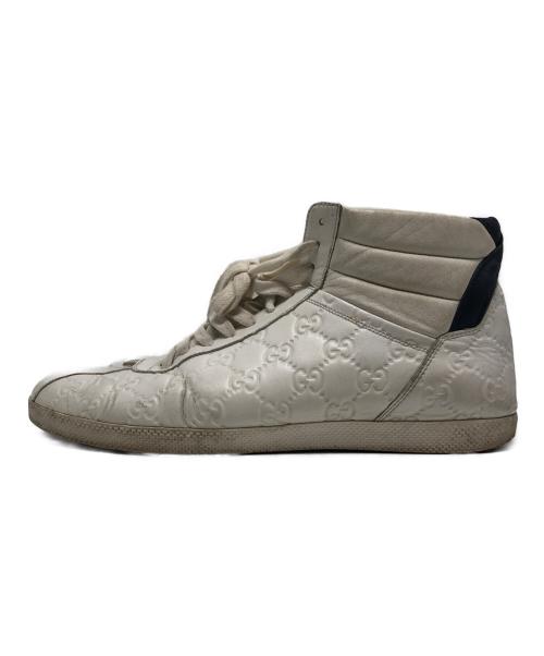GUCCI（グッチ）GUCCI (グッチ) GGスプリーム レザー ハイカット スニーカー ホワイト サイズ:7の古着・服飾アイテム