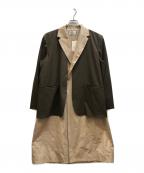 no.ナンバー）の古着「LAYERED JACKET COAT」｜オリーブ×アイボリー