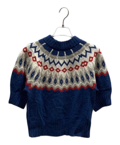 POLO RALPH LAUREN（ポロ・ラルフローレン）POLO RALPH LAUREN (ポロ・ラルフローレン) フェアアイルパフスリーブセーター ブルー サイズ:XSの古着・服飾アイテム