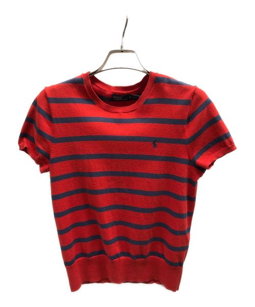 POLO RALPH LAUREN（ポロ・ラルフローレン）POLO RALPH LAUREN (ポロ・ラルフローレン) アンサンブルクルーネックカーディガン レッド×ブルー サイズ:XSの古着・服飾アイテム