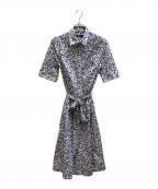 LAUREN RALPH LAURENローレンラルフローレン）の古着「Floral Belted Cotton-Blend Shirtdress」｜パープル