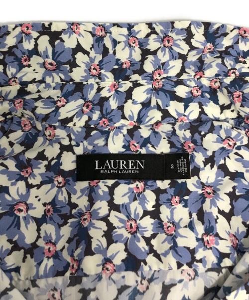 LAUREN RALPH LAUREN（ローレン ラルフ ローレン）LAUREN RALPH LAUREN (ローレンラルフローレン) Floral Belted Cotton-Blend Shirtdress パープル サイズ:2の古着・服飾アイテム