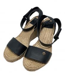 TORY BURCH（トリーバーチ）の古着「ウェッジサンダル」｜ブラック×ベージュ