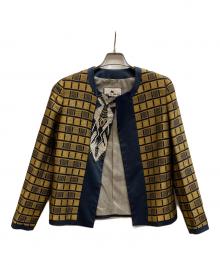 ETRO（エトロ）の古着「ノーカラージャケット」｜ネイビー×イエロー