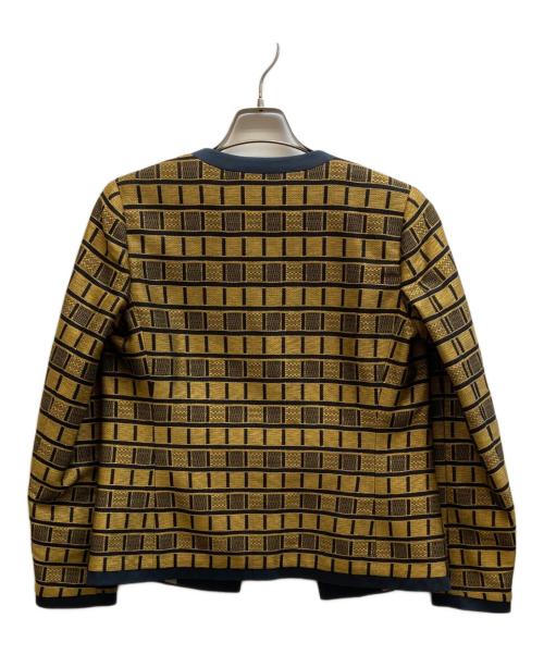 ETRO（エトロ）ETRO (エトロ) ノーカラージャケット ネイビー×イエロー サイズ:42の古着・服飾アイテム