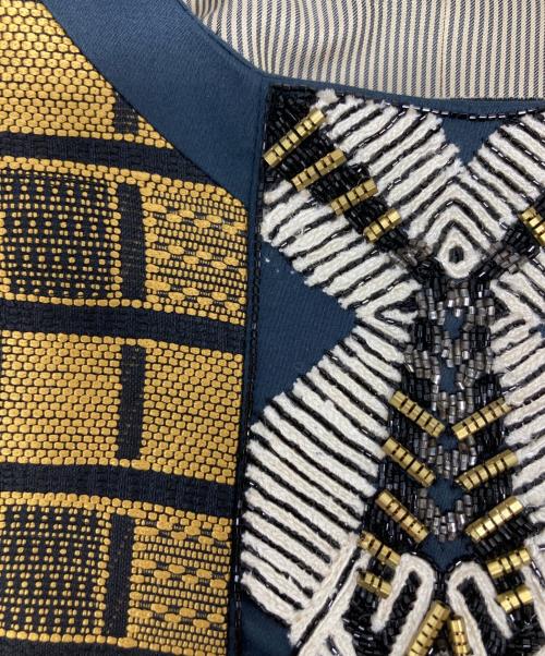 ETRO（エトロ）ETRO (エトロ) ノーカラージャケット ネイビー×イエロー サイズ:42の古着・服飾アイテム