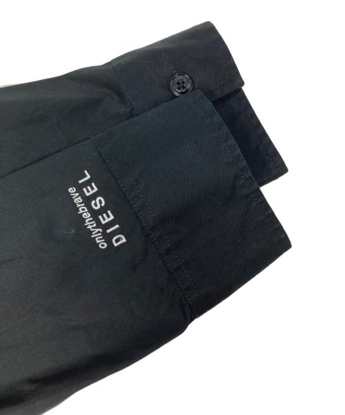 DIESEL（ディーゼル）DIESEL (ディーゼル) パッチワークデザイン切替シャツ ブラック サイズ:Lの古着・服飾アイテム