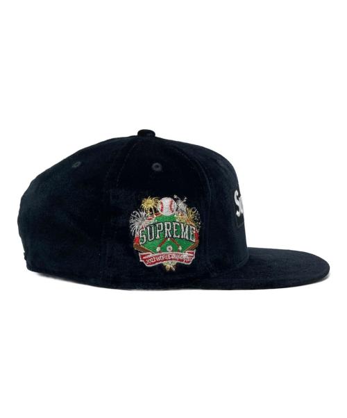 New Era（ニューエラ）New Era (ニューエラ) Supreme (シュプリーム) ベロアボックスロゴキャップ ブラック サイズ:7 1/2 59.6cmの古着・服飾アイテム