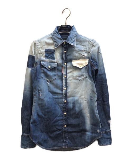 DSQUARED2（ディースクエアード）DSQUARED2 (ディースクエアード) ウエスタンシャツ インディゴ サイズ:38の古着・服飾アイテム