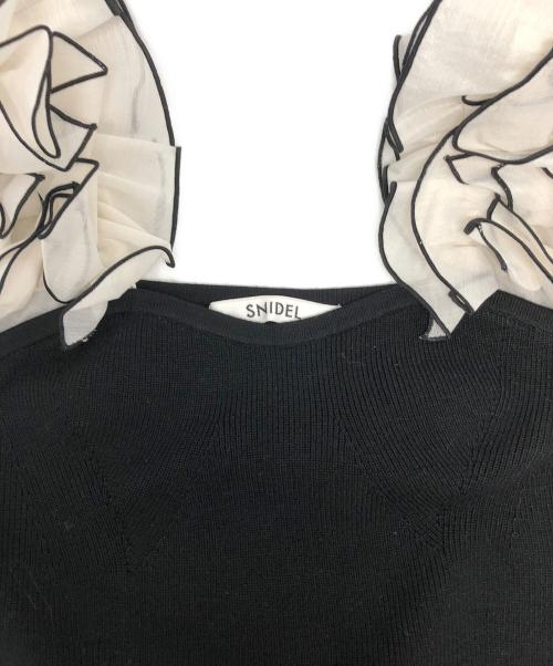 Snidel（スナイデル）Snidel (スナイデル) イントリケートフリルコンビニットワンピ ブラック サイズ:FREEの古着・服飾アイテム