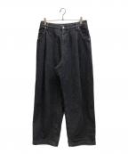 NEON SIGNネオンサイン）の古着「Wide denim slacks “Used”」｜ブラック