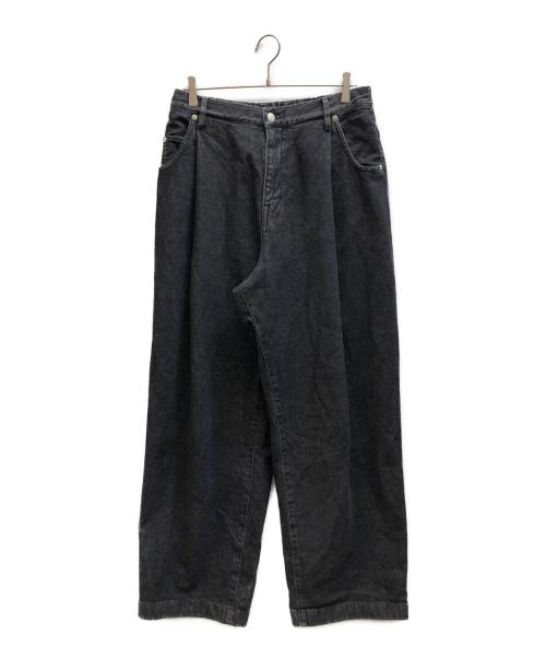 NEON SIGN（ネオンサイン）NEON SIGN (ネオンサイン) Wide denim slacks “Used” ブラック サイズ:48の古着・服飾アイテム