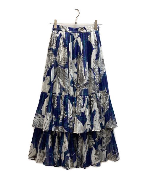 Sov.（ソブ）Sov. (ソブ) フラワーシフォンサテンティアードスカート/0302-351-241A ブルー サイズ:36の古着・服飾アイテム