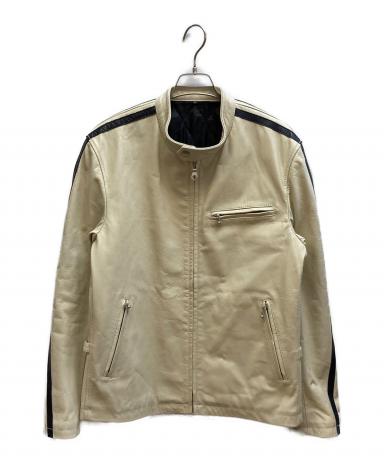 舶来堂 レザージャケット キルティング 牛革 42 XL シングルレザー 黒 中古・古着通販】舶来堂 (ハクライドウ) シングルライダースジャケット