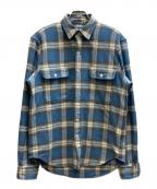 POLO RALPH LAURENポロ・ラルフローレン）の古着「クラシックフィットチェックフランネルワークシャツ」｜スカイブルー