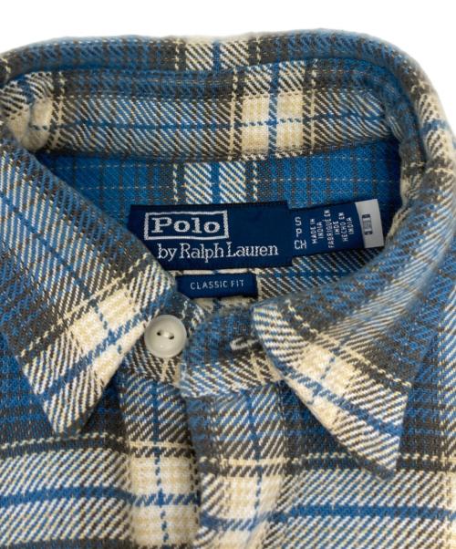 POLO RALPH LAUREN（ポロ・ラルフローレン）POLO RALPH LAUREN (ポロ・ラルフローレン) クラシックフィットチェックフランネルワークシャツ スカイブルー サイズ:Sの古着・服飾アイテム