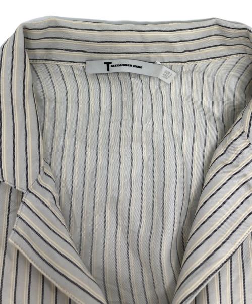 ALEXANDER WANG（アレキサンダー・ワン）ALEXANDER WANG (アレキサンダー・ワン) オープンショルダーストライプシャツ グレー サイズ:2の古着・服飾アイテム
