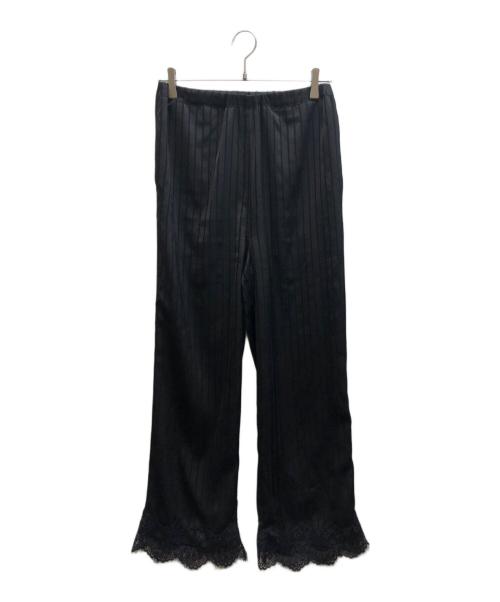 JOURNAL STANDARD relume（ジャーナルスタンダード レリューム）JOURNAL STANDARD relume (ジャーナルスタンダード レリューム) satin stripe easy pants ブラック サイズ:FREE 未使用品の古着・服飾アイテム