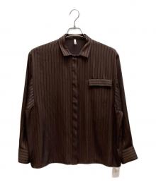ARCHIVE STANCE（アーカイブスタンス）の古着「SATIN STRIPE DOLMAN S SHIRT」｜ブラウン