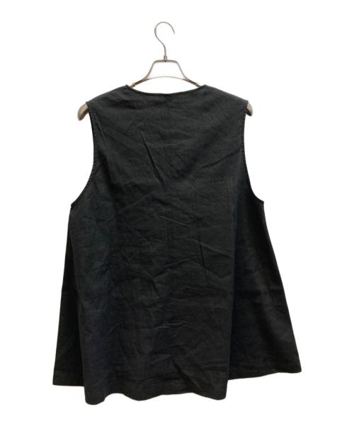 BEARDSLEY（ビアズリー）BEARDSLEY (ビアズリー) リネン混Ｕネックフレアベスト ブラック サイズ:FREEの古着・服飾アイテム
