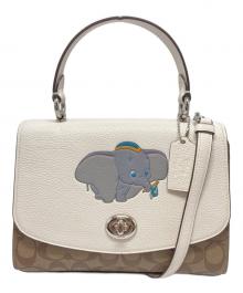 COACH×DISNEY（コーチ×ディズニー）の古着「ダンボシグネチャーミックスティリーショルダーバッグ / 91120」｜ベージュ