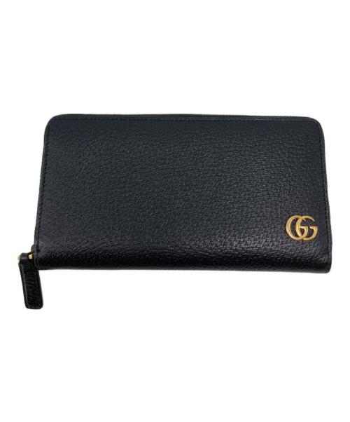 GUCCI（グッチ）GUCCI (グッチ) GGマーモント ジップアラウンド ウォレット ブラックの古着・服飾アイテム