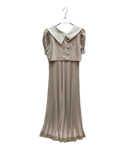 HER LIP TO（ハーリップトゥ）Her lip to (ハーリップトゥ) Butterfly Collar Pleated Dress / 1241305053 ベージュ サイズ:Sの古着・服飾アイテム