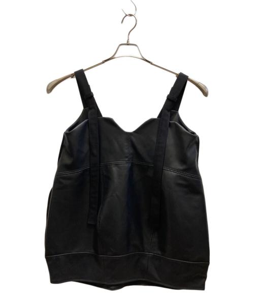 UN3D.（アンスリード）UN3D. (アンスリード) FAKE LEATHER COCOON LONG CAMI ブラック サイズ:38の古着・服飾アイテム