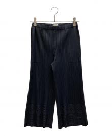 PLEATS PLEASE（プリーツプリーズ）の古着「裾プルタブデザイン加工プリーツパンツ / PP83-JF723」｜ブラック