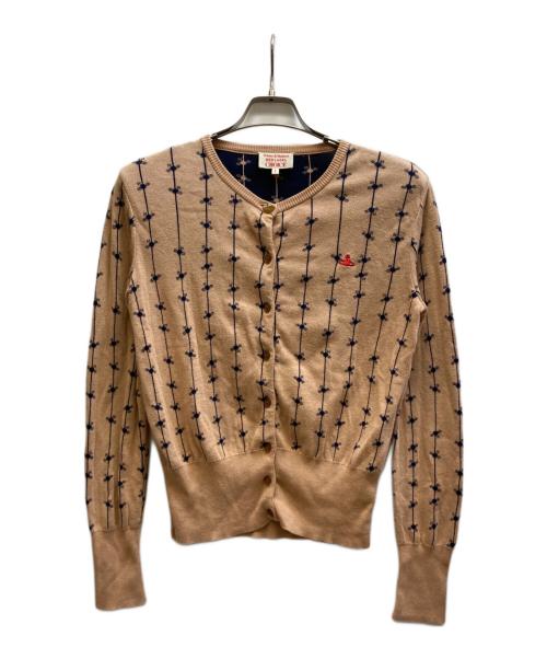 Vivienne Westwood RED LABEL（ヴィヴィアンウエストウッドレッドレーベル）Vivienne Westwood RED LABEL (ヴィヴィアンウエストウッドレッドレーベル) オーブ刺繍カーディガン/16-55-151001 ベージュ サイズ:3の古着・服飾アイテム