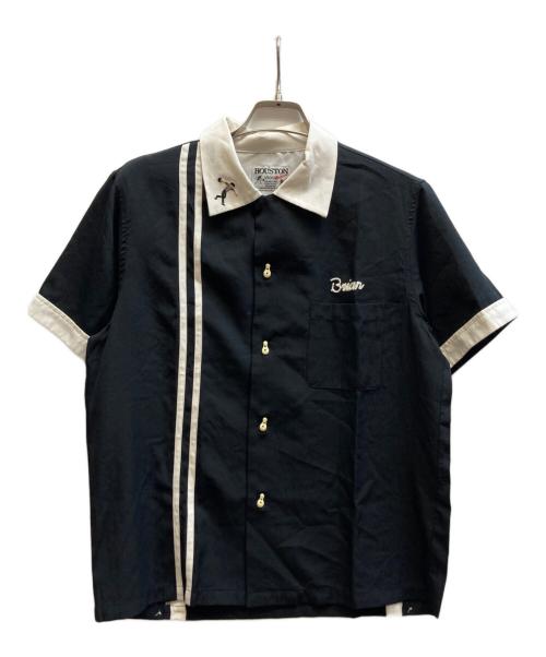 HOUSTON（ヒューストン）HOUSTON (ヒューストン) ボーリングシャツ ホワイト×ブラック サイズ:Mの古着・服飾アイテム