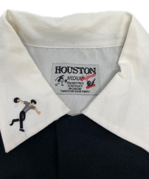 HOUSTON（ヒューストン）HOUSTON (ヒューストン) ボーリングシャツ ホワイト×ブラック サイズ:Mの古着・服飾アイテム