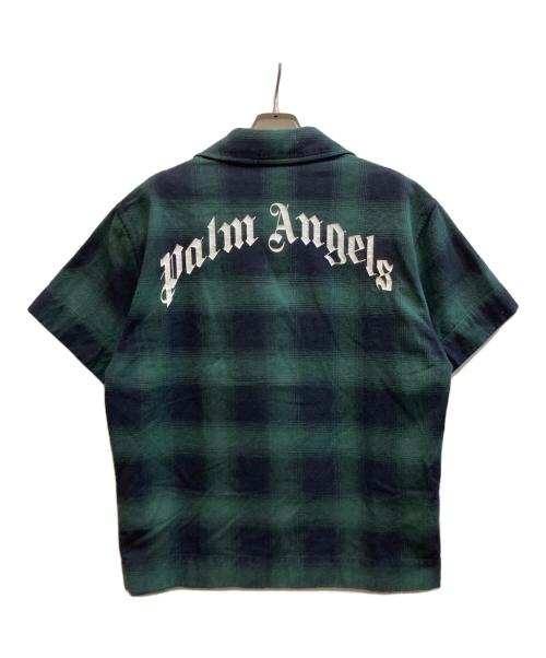Palm Angels（パーム エンジェルス）Palm Angels (パーム エンジェルス) 半袖チェックシャツ/PMGA075E20FAB004 グリーン×ブラック サイズ:44の古着・服飾アイテム