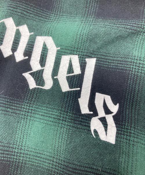 Palm Angels（パーム エンジェルス）Palm Angels (パーム エンジェルス) 半袖チェックシャツ/PMGA075E20FAB004 グリーン×ブラック サイズ:44の古着・服飾アイテム